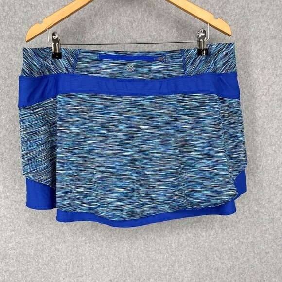 Athleta Athletic Bustle Skort Size XL Spacedye Blue Layered Tennis Golf Pockets - Picture 6 of 15